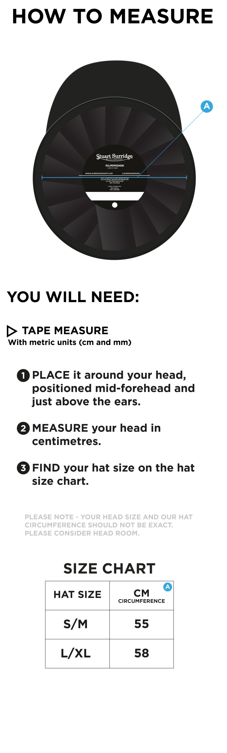 Shaurya CC - Baggy Cricket Cap - Size Guide