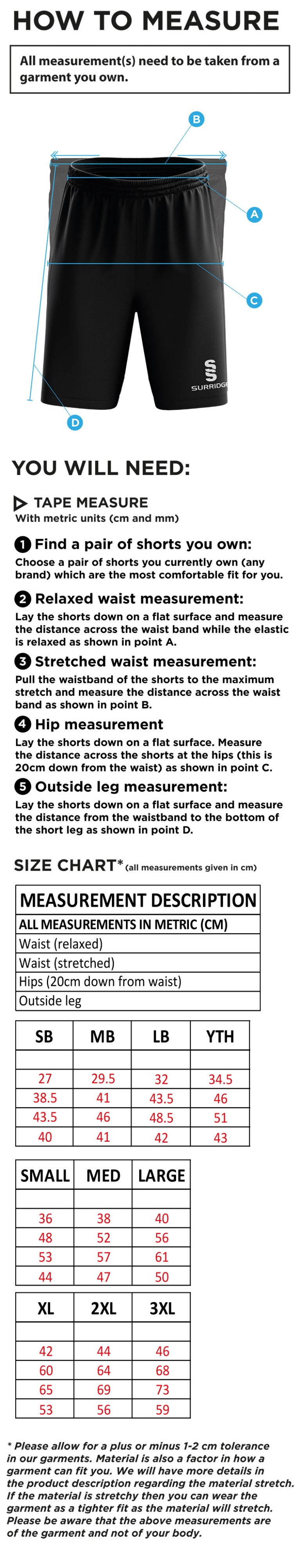 Shaurya CC - Blade Shorts - Size Guide