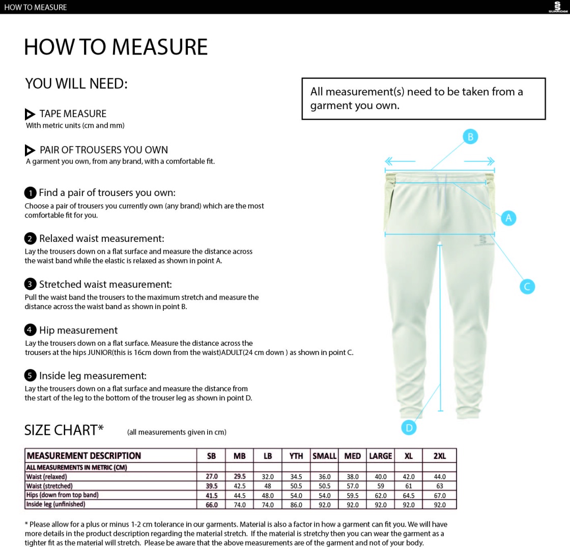 Shaurya CC - Tek Playing Pant - Size Guide