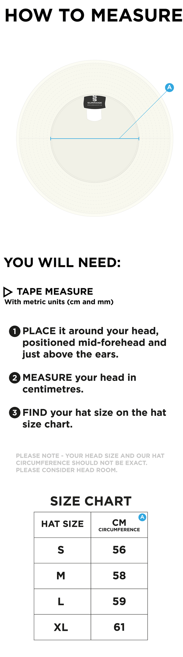 Shaurya CC - Floppy Hat - Size Guide
