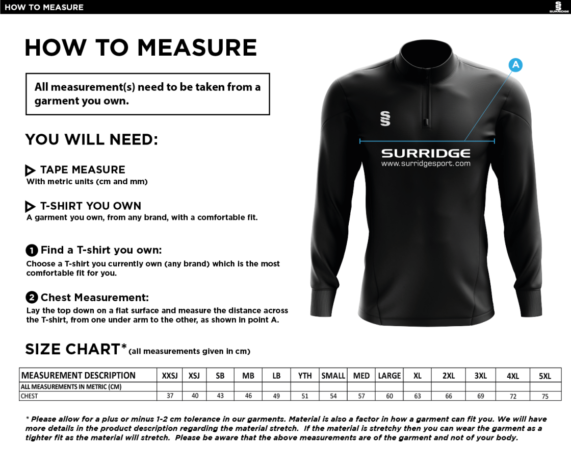 Shaurya CC - T20 Sweater - Size Guide
