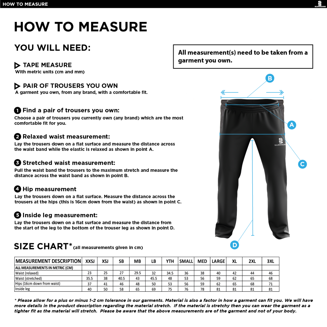 Shaurya CC - Poplin Track Pant - Size Guide