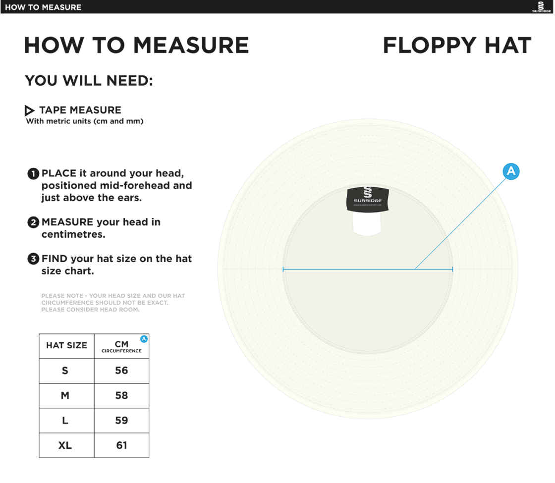 Shaurya CC - Floppy Hat - Size Guide